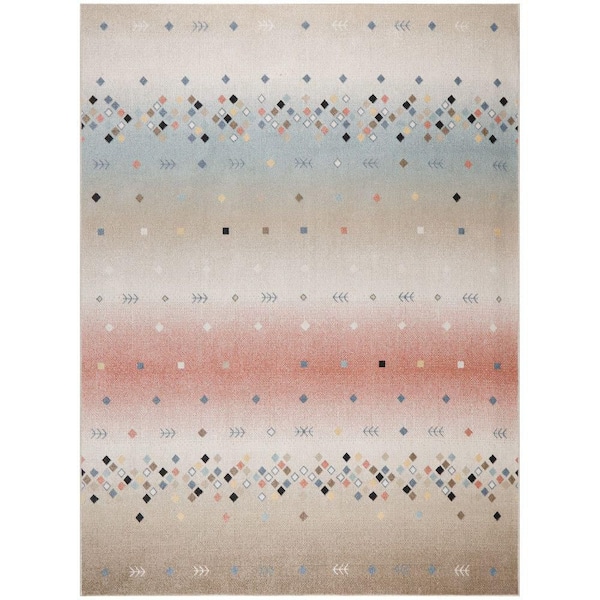 Nourison Washable Decor Multicolor 8 ft. x 10 ft. Distressed Contemporary Area Rug