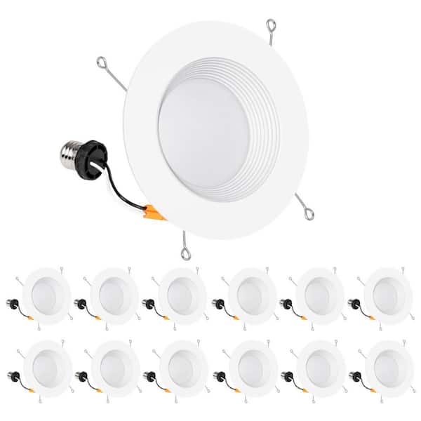 6 in. 1050LM Brightness LED Round Retrofit Recessed Light 2700K/3000K/3500K/4000K/5000K Selectable LED Can Light 12-Pack