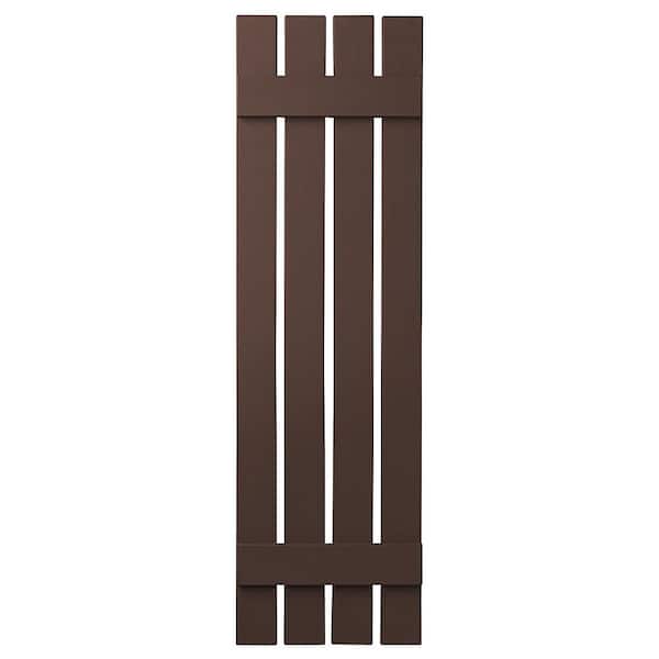 Ply Gem 16 in. x 51 in. Polypropylene Plastic 4-Board Open Board and Batten Shutters Pair in Terra Brown