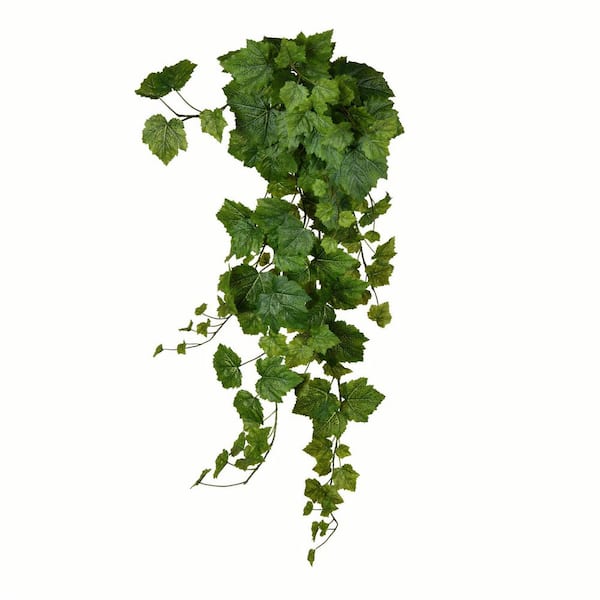 Vickerman 39 in. Green Artificial Grape Leaf Ivy Hanging Basket