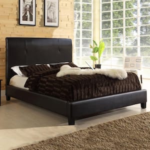 Cambridge Contemporary Dark Brown Faux Leather Upholstered Queen Size Bed