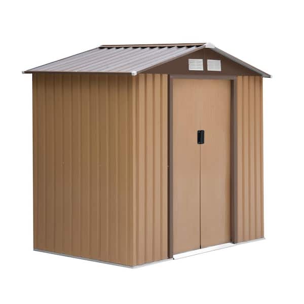 7 ft. W x 4 ft. D Metal Outdoor Storage Shed with Foundation, Sliding Doors and Vents (28 sq. ft.)