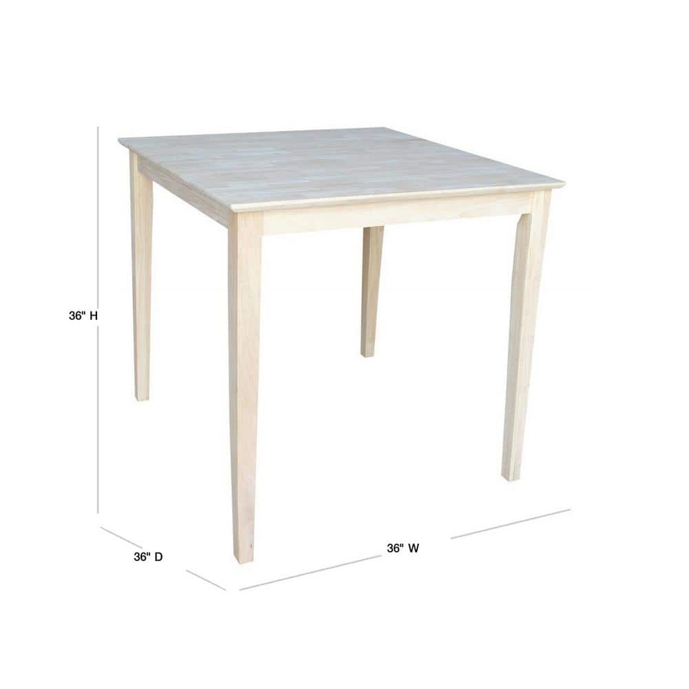 36" Square Solid Wood Counter Height Table with Shaker Legs