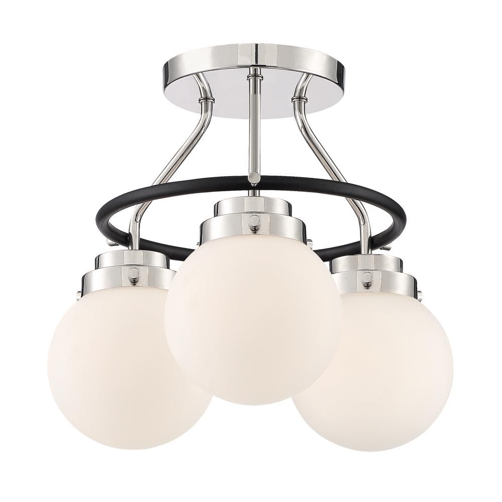 Elle Polished Nickel 3-Light Semi Flush Mount Ceiling Light
