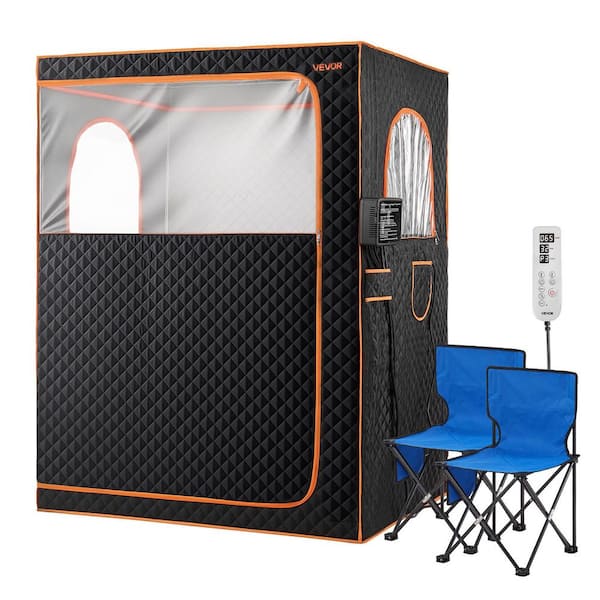 Portable Infrared Sauna for Home, 2-Person Indoor Stainless Steel Infrared Sauna with 2 Foldable Chairs and Remote