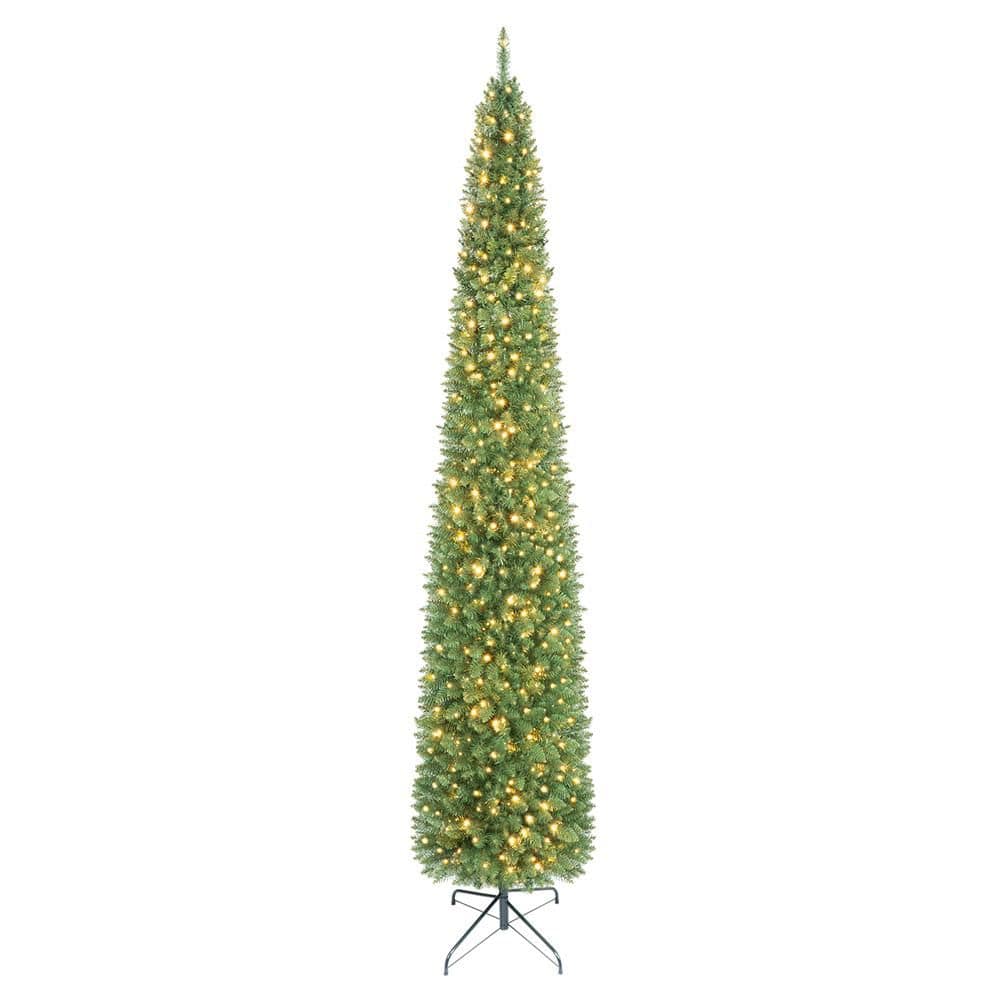 Costway 8 ft. Green PreLit 300 LED Lights Pencil Artificial