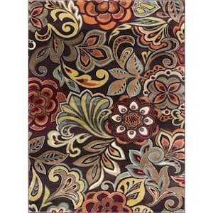 Deco Abstract Brown 5 ft. x 8 ft. Indoor Area Rug