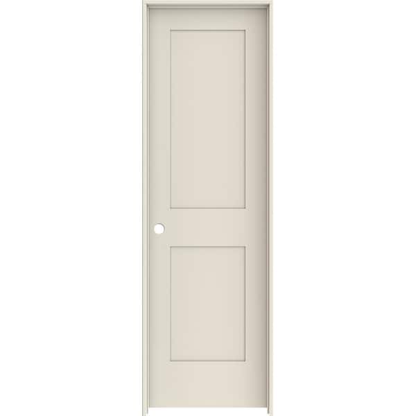 JELD-WEN 24 in. x 80 in. 2 Panel Shaker Right-Hand Solid Core Primed Wood Single Prehung Interior Door