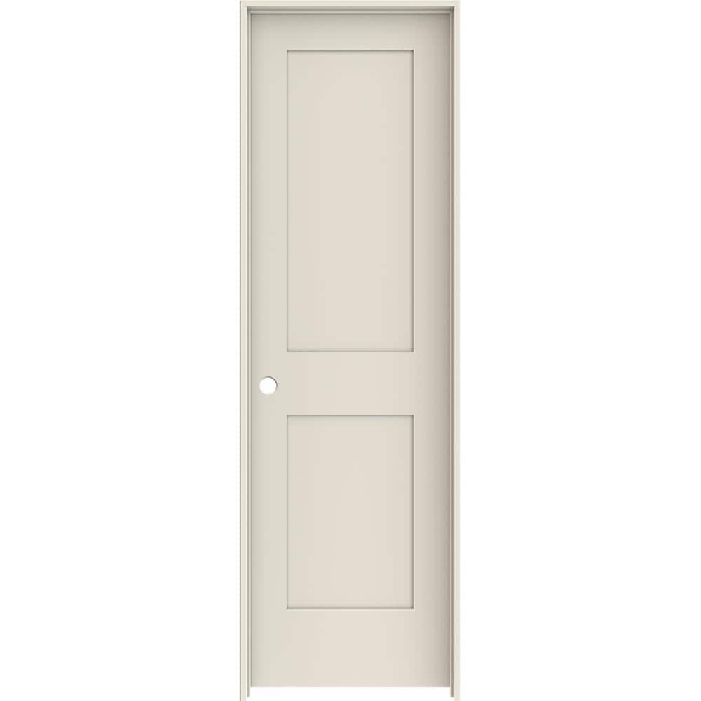 Traditional 24 in. x 80 in. 2Panel Shaker Right-Handed SolidCore Primed Wood Single Prehung Interior Door w/Black Hinges