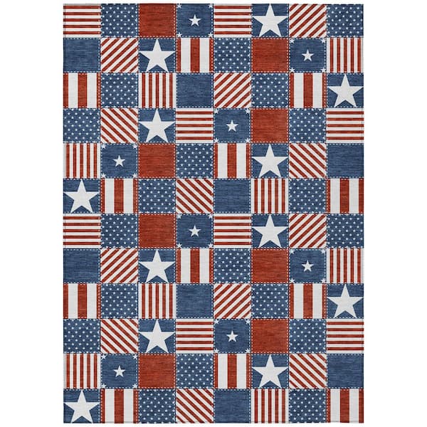 Chantille Machine Washable Indoor/Outdoor Abstract ACN2848 Navy 9 ft. x 12 ft. Area Rug