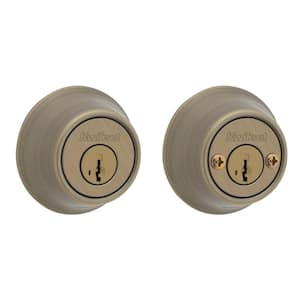 665 Antique Brass Double Cylinder Deadbolt featuring SmartKey Security and Microban Technology