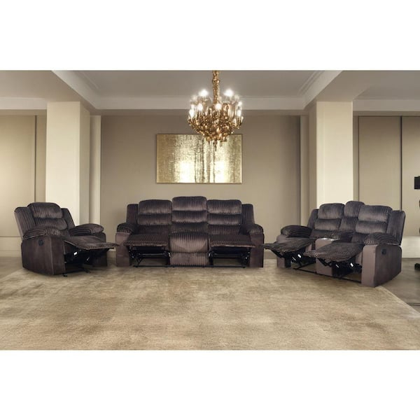 New Classic Furniture Willow 3-Piece Brown Polyester Fabric Living Room Set