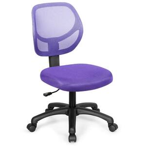 Armless Low-Back Adjustable Mesh Purple Swivel Office Task Chair