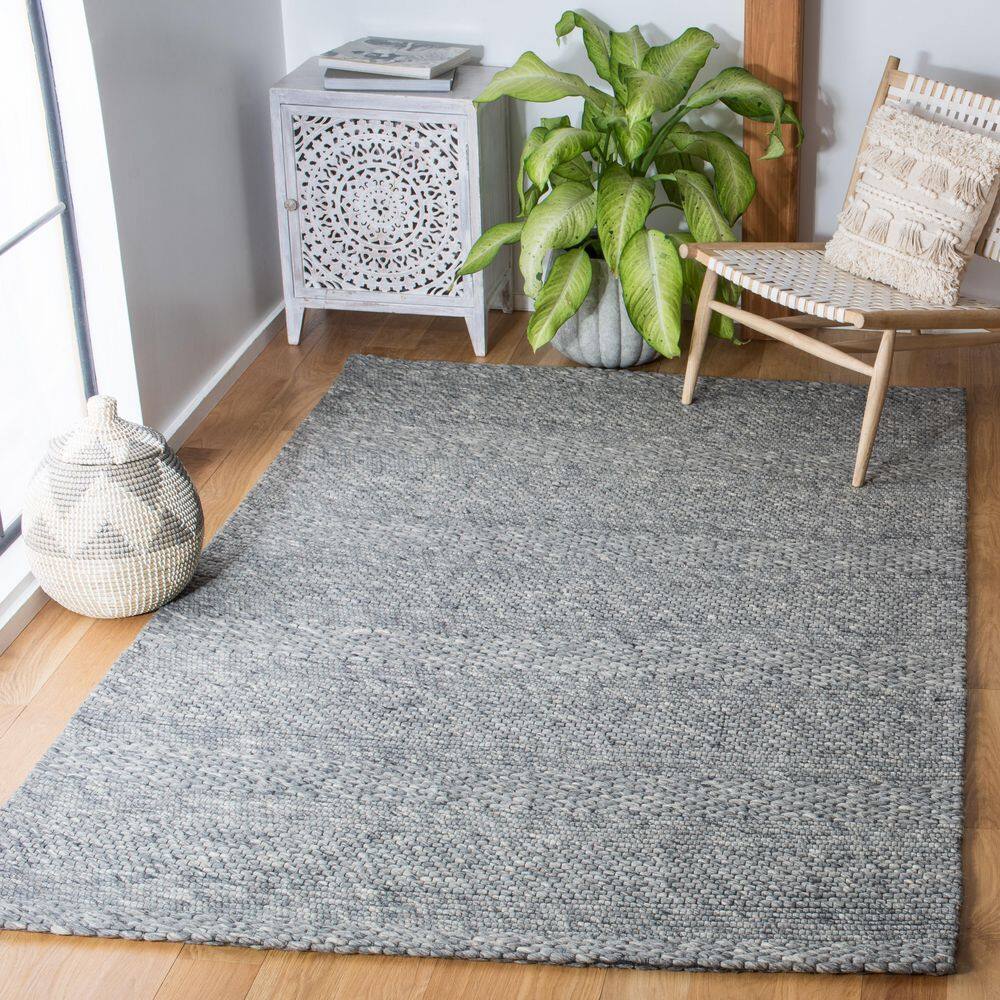 Marbella 4' x 6' Gray Wool and Synthetic Flat Woven Rug