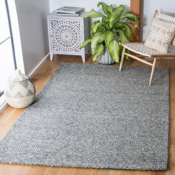Marbella Dark Gray 6 ft. x 9 ft. Striped Solid Color Area Rug