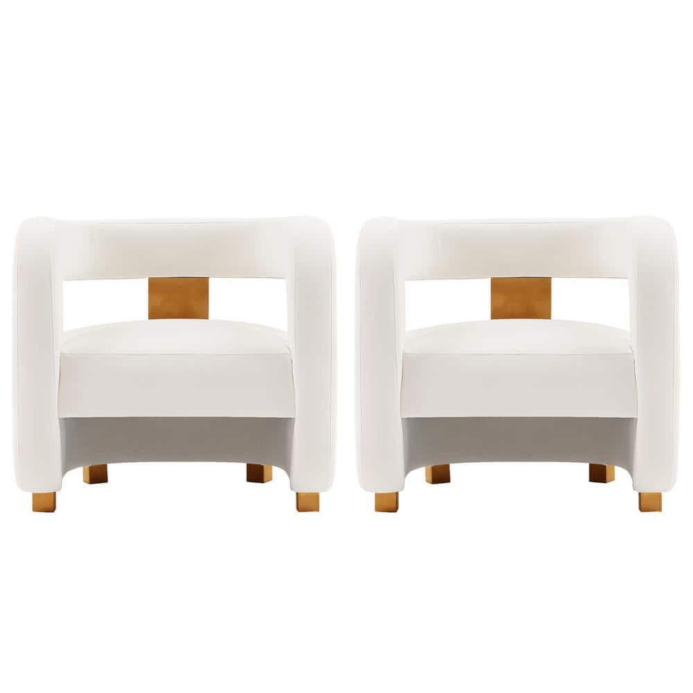 Manhattan Comfort Amirah White Modern Velvet Upholstered