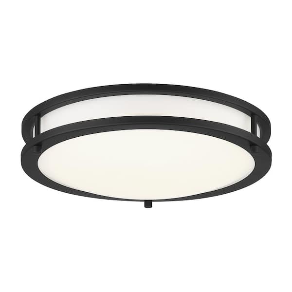 Minka Lavery Vantage 13.75 in. 1-Light Black LED Flush Mount with Acrylic Diffuser