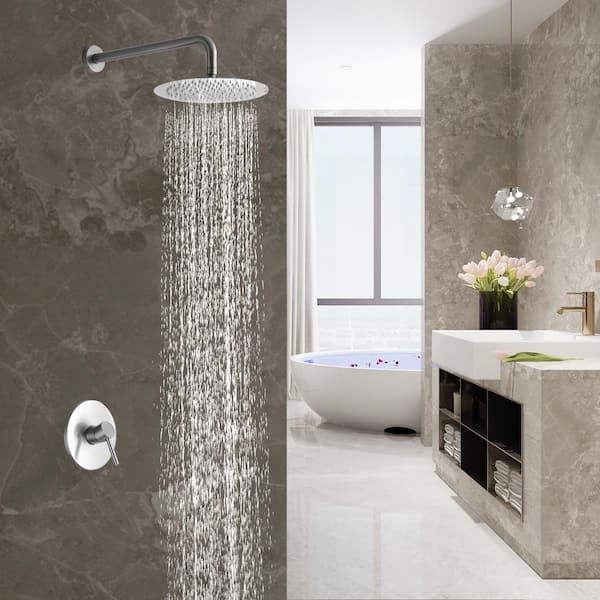 1-Spray Patterns with 1.8 GPM 10 in. Wall Mount Rain Fixed Shower Head in Oil Rubbed Brown