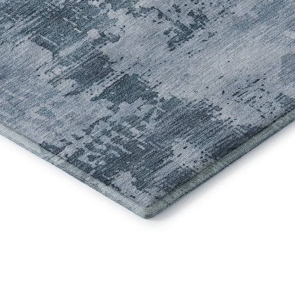 Mayfield Premium Machine Washable Abstract AMF1062 Denim 10 ft. x 14 ft. Area Rug