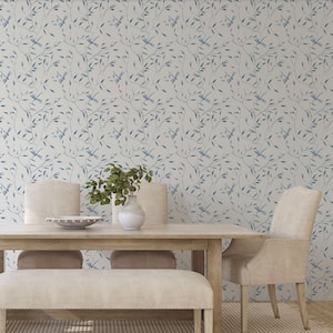 Dragonfly French Blue Removable Peel and Stick Vinyl Wallpaper, 28 sq. ft.