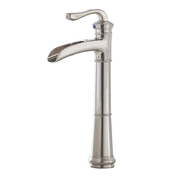 DESwan Tall Body Single-Handle Single Hole Waterfall Vessel Bathroom Sink Faucet in Brushed Nickel