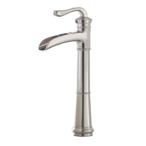 Tall Body Single-Handle Single Hole Waterfall Vessel Bathroom Sink Faucet in Brushed Nickel