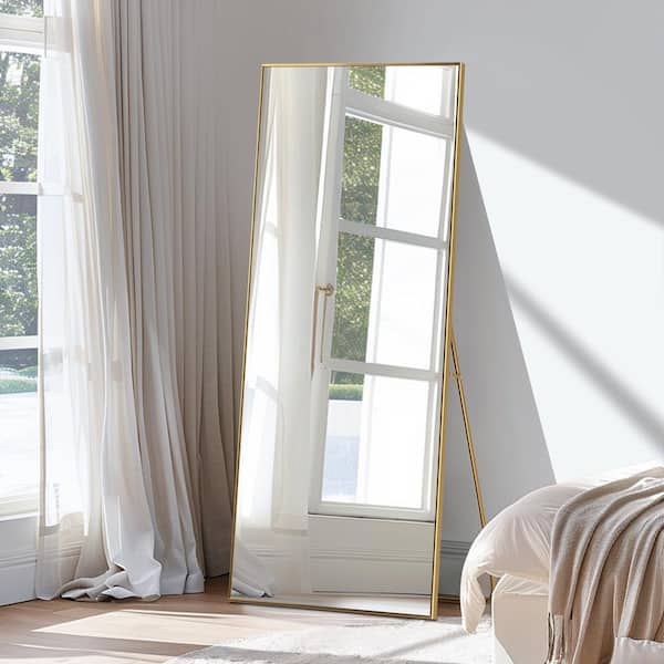Dovelina 39 in. W x 71 in. H Modern Rectangle Metal Framed Gold Full Length Floor Mirror Standing Mirror