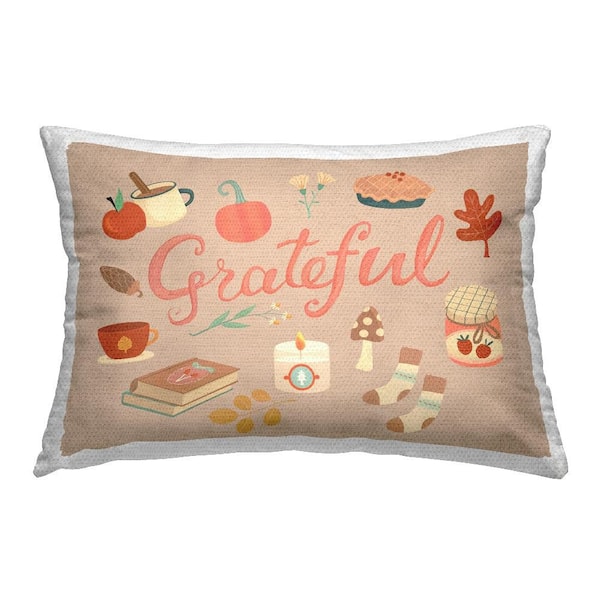 Stupell Industries Grateful Cozy Fall Essentials Multi-Color Rectangular Outdoor Throw Pillow