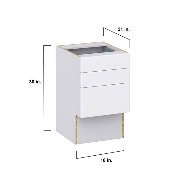 J COLLECTION Fairhope Bright White Slab Assembled Vanity Base Cabinet with 1 Drawer (12 in. W x 34.5 in. H x 21 in. D)