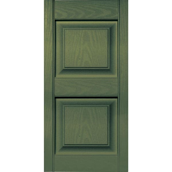 Builders Edge 15 in. x 31 in. Raised Panel Vinyl Exterior Shutters Pair in #283 Moss