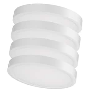 12 in. Modern White Integrated LED 2400 Lumen 3000K Round Flat Panel Ceiling Flush Mount For Bathroom, Hallway (4-pack)