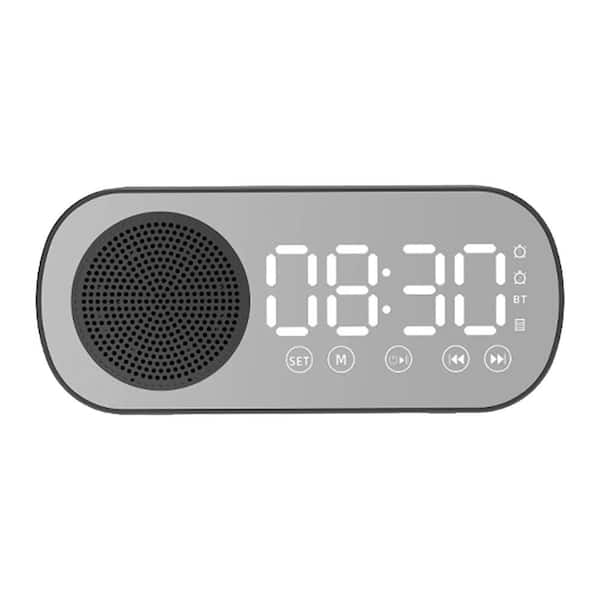 Digital Alarm Clock with Mirror, Night Light, 3-Dimming Modes and Comfortable Velvet Material in Black