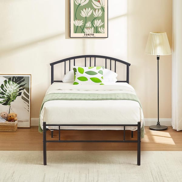 VECELO Victorian Style Bed Frames Black Metal Frame Twin VECELO Victorian Style Bed Frames Black Metal Frame Twin