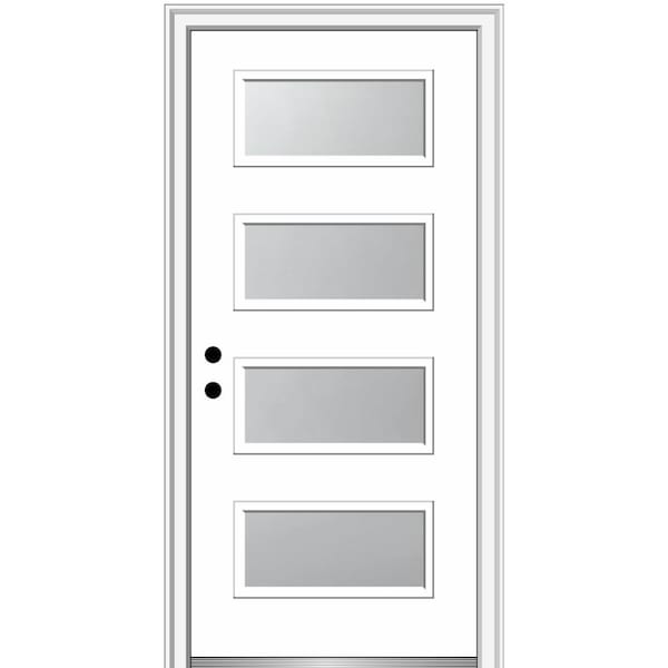 MMI DOOR 36 in. x 80 in. Celeste Right-Hand Inswing 4-Lite Frosted Glass Painted Steel Prehung Front Door on 4-9/16 in. Frame