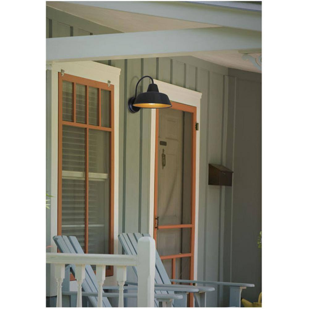 Antique Black Aluminum Barn Sconce with Dimmable LED Light