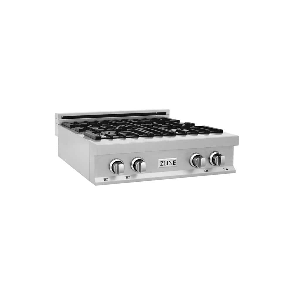 30 in. Legacy Gas Rangetop with 4 Burners and Porcelain Cooktop in Satin Stainless Steel