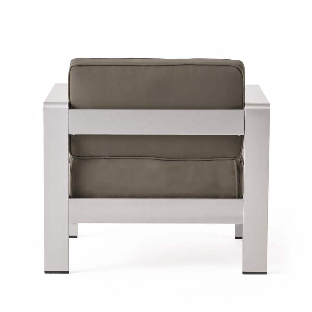 Cape Coral Gray Aluminum 4-Person Outdoor Chat Set with Fire Table