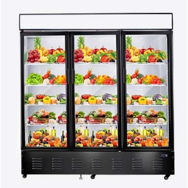 76 in. 58 cu. ft. Commercial 3 Glass Doors Refrigerator Merchandiser in White