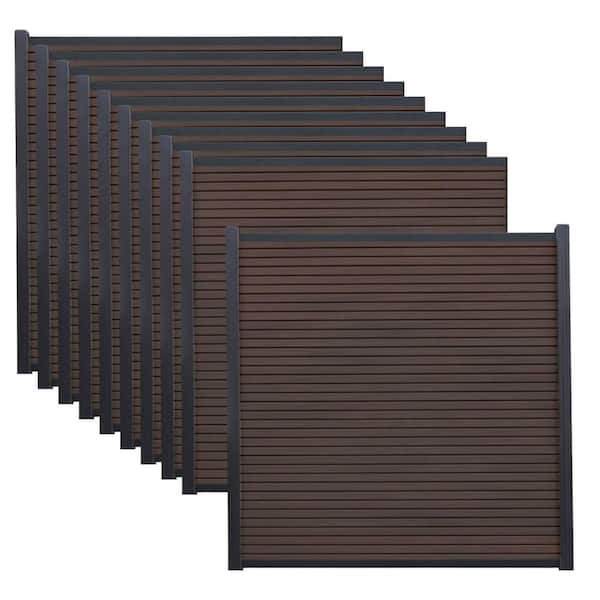 Frame It All 6 ft. x 6 ft. Riviera Composite Fence Panel Mahogany (10-Pack)