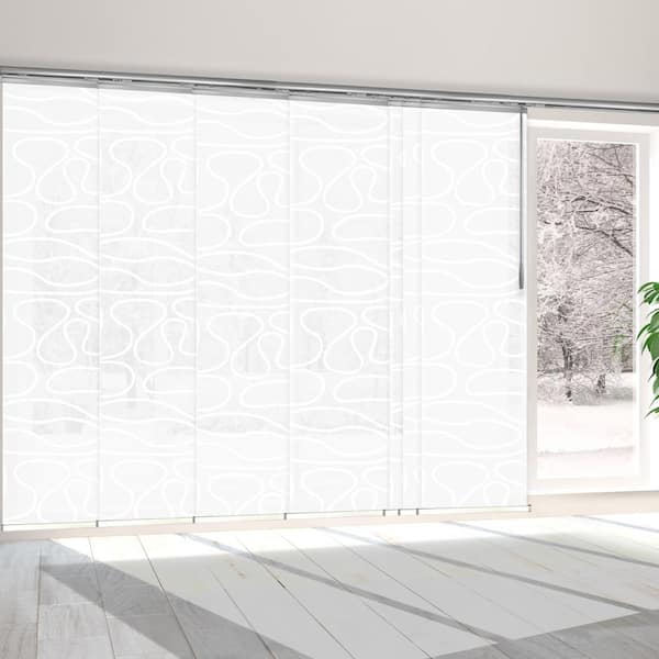 FINE FIXTURES Swirl 110 in. - 153 in. W x 94 in. L Adjustable 7- Panel White Single Rail Panel Track with 23.5 in. Slates