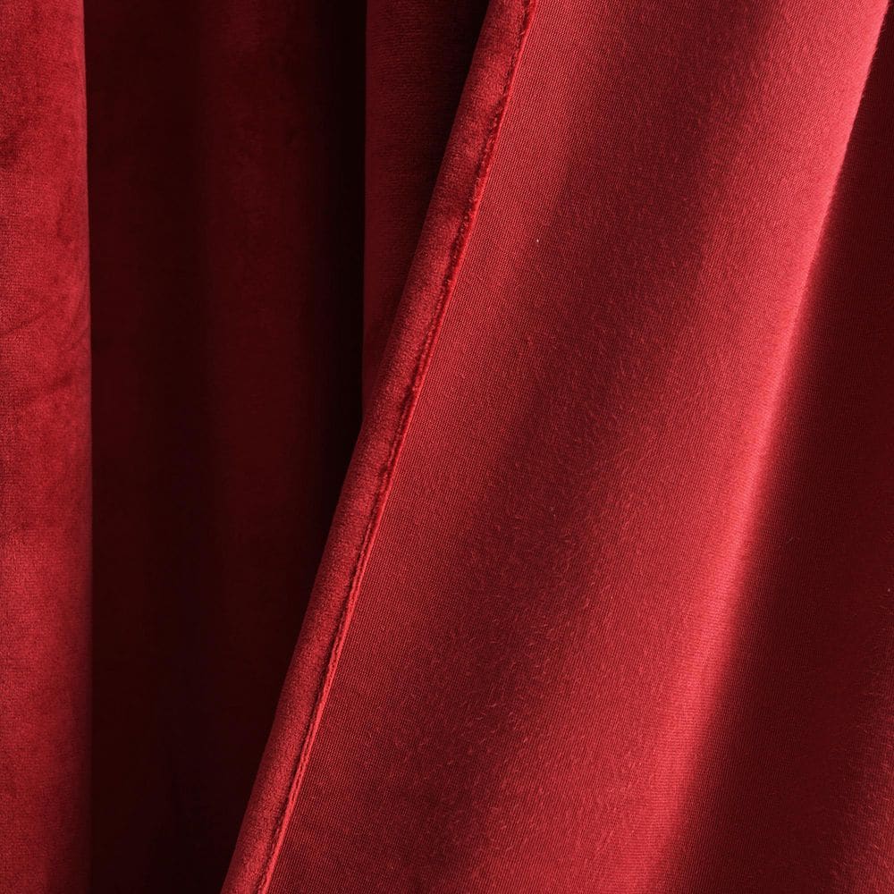 Red Velvet Blackout Pleated Curtain Panel Pair
