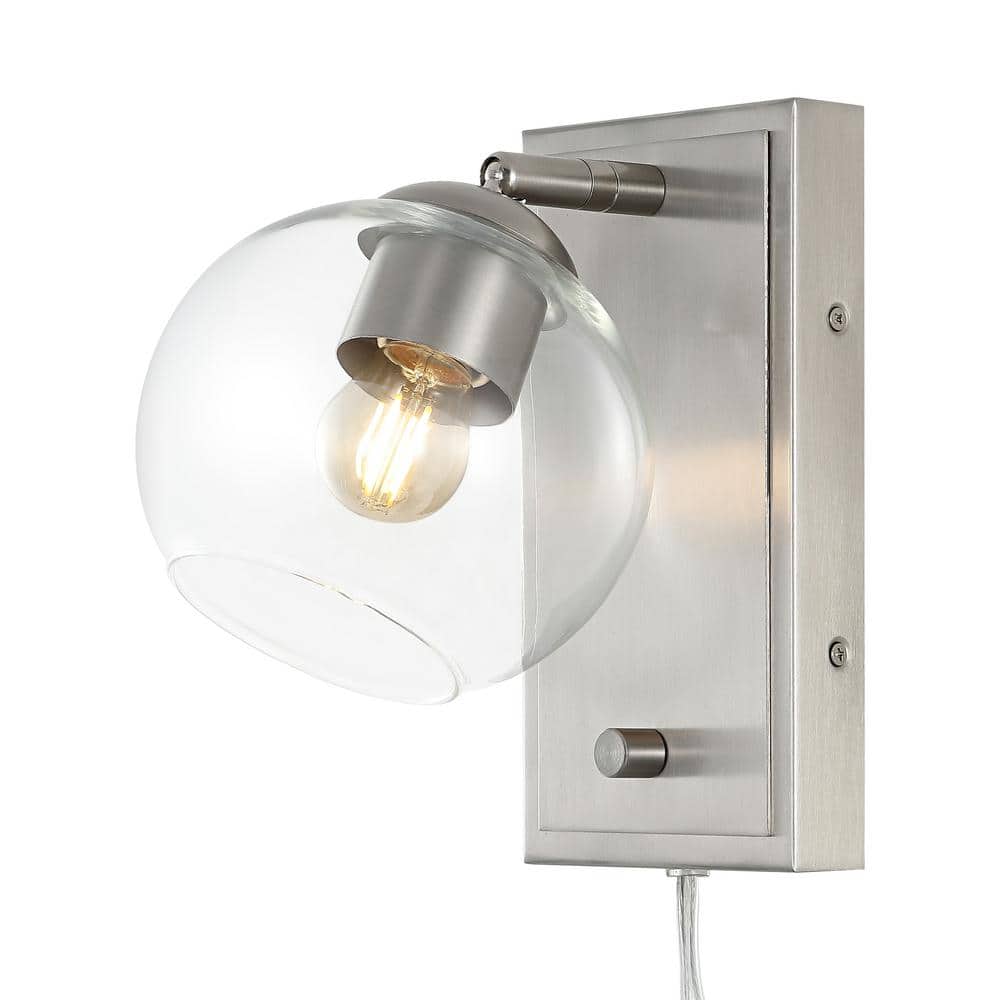 Nickel 1-Light Adjustable Glass Globe Wall Sconce