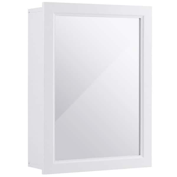 Gymax 6 in. D x 26 in. H x20 in. W White Wall Mounted Bathroom Kitchen Medicine Storage Cabinet with Mirror and Shelf