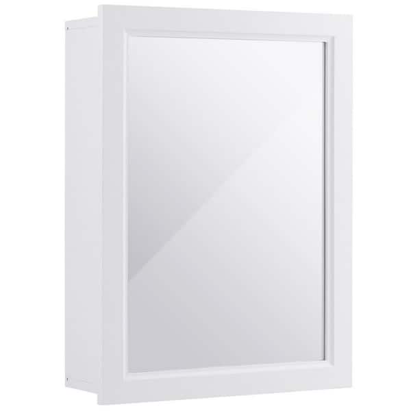 6 in. D x 26 in. H x20 in. W White Wall Mounted Bathroom Kitchen Medicine Storage Cabinet with Mirror and Shelf