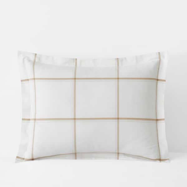 The Company Store Window Pane Plaid T200 Yarn Dyed Wheat Cotton Percale Standard Sham