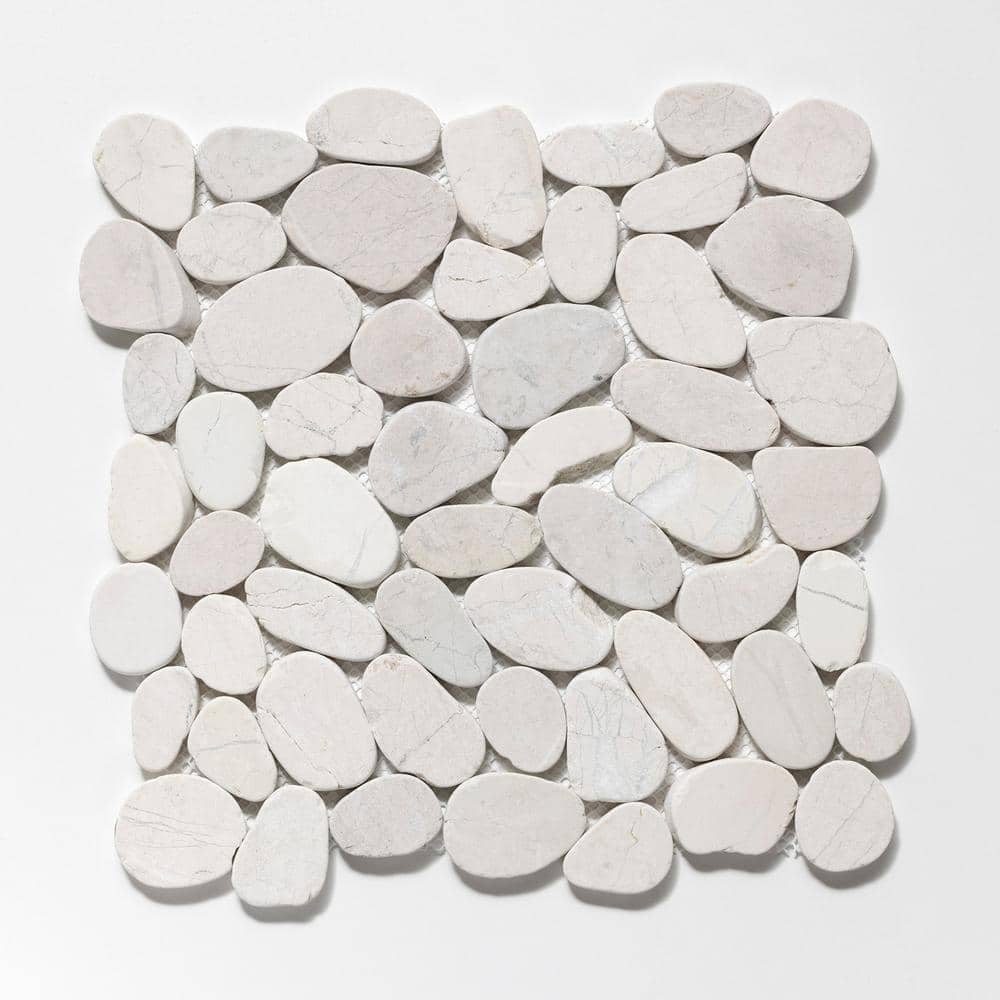 White Quartz Sliced Pebble Mosaic Tile for Walls and Floors