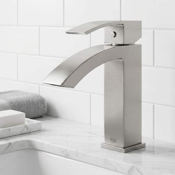 Satro Single Handle Single-Hole Bathroom Faucet in Brushed Nickel