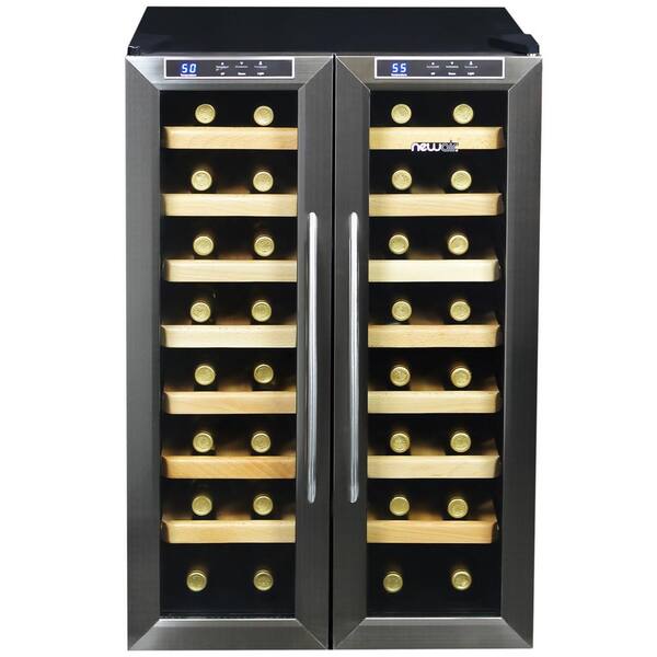 NewAir Premium Dual Zone 32-Bottle Freestanding Cellar Thermoelectric Control Refrigerator Wine Cooler - Stainless Steel