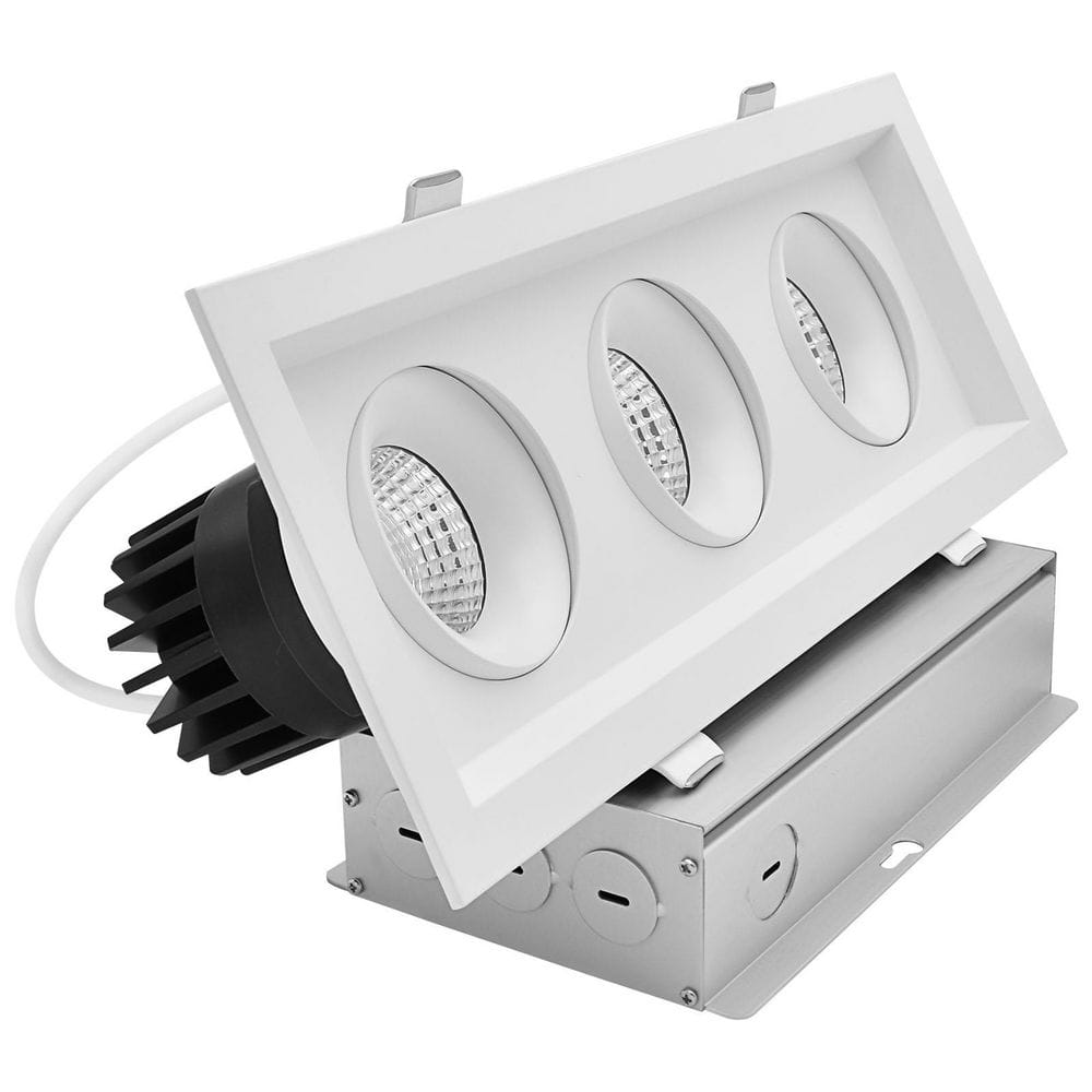 3-Head Integrated LED Rectangular Regressed Gimbal Recessed Light, 360°+15° Swivel, 5CCT, CRI90, 45W, 3000LM, Dimmable price history on PriceWatchPro