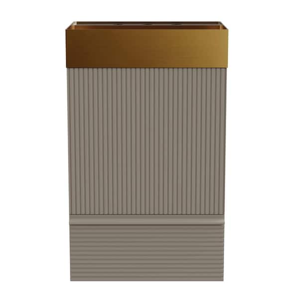 20 in. Freestanding Grey Bath Vanity with Brushed Gold 304 Stainless Steel Top Unassembled